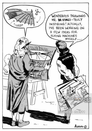 'Wonderous drawings Mr. Da Vinci - truly inspiring! Actually I've been working on a few ideas for flying machines myself.'